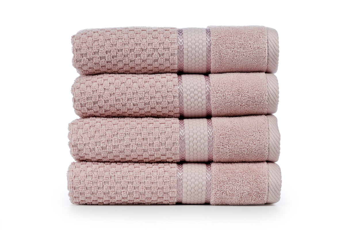 Popcorn Textured Mulaayam Collection Hand Towel Set of 4 - 18 X 28 Inch