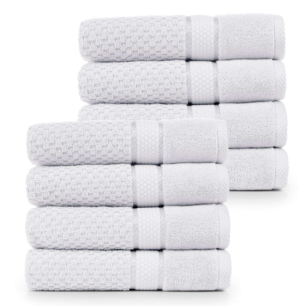 Popcorn Textured Mulaayam Collection Hand Towel Set of 8 - 18 X 28 Inch